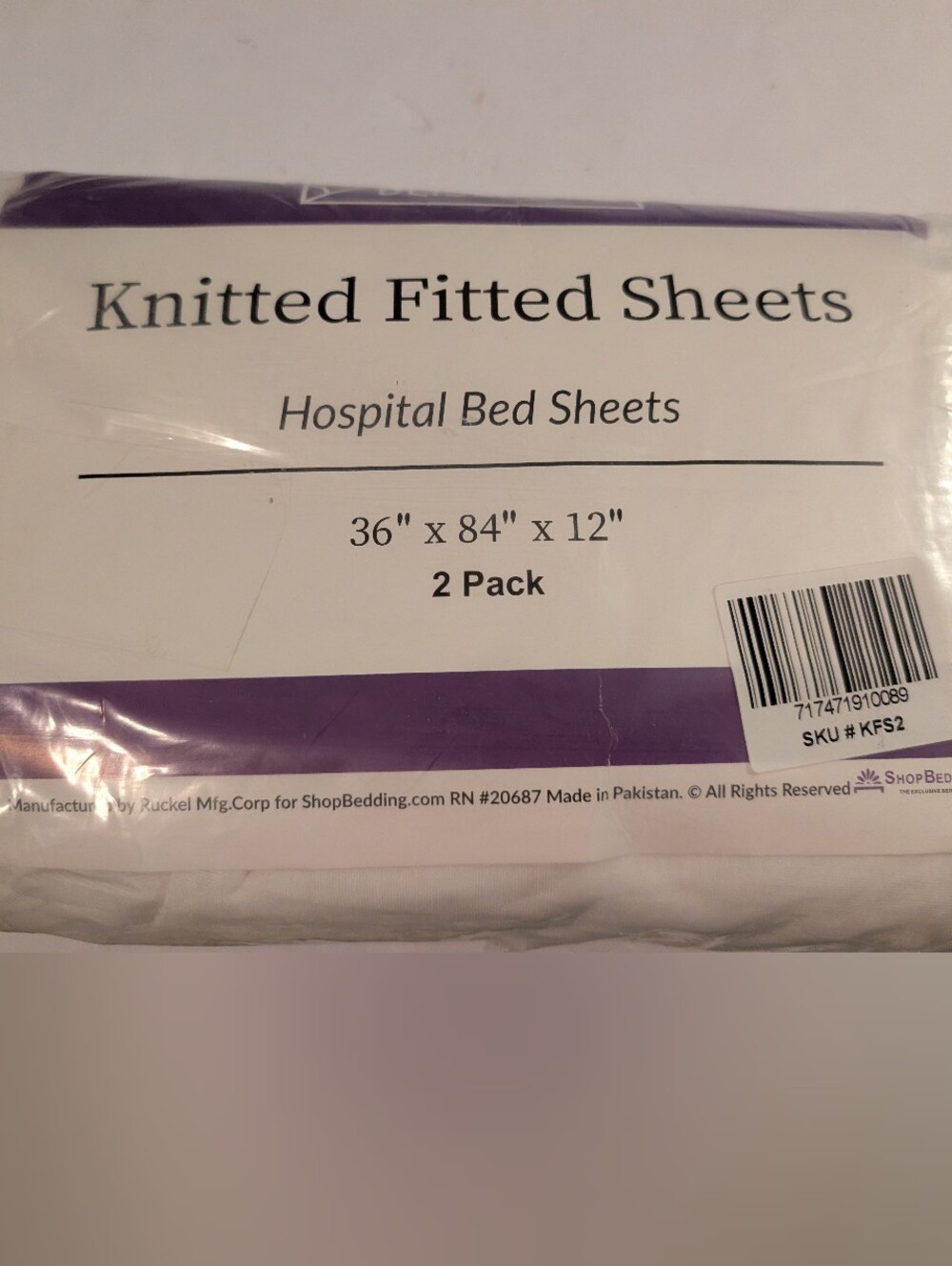 Knitted Fitted Hospital Bed Sheets - White (2 Pack)